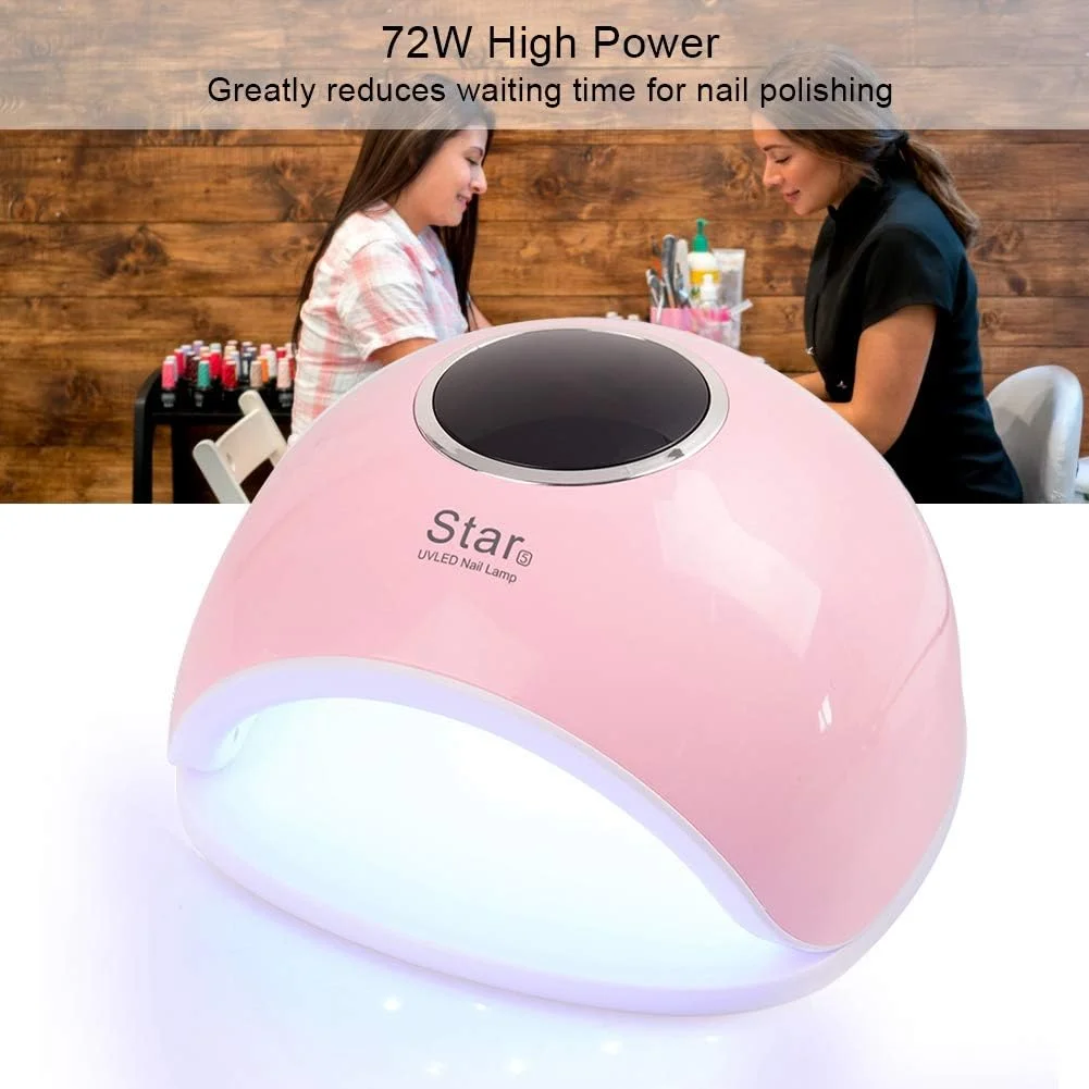 خشک کن ناخن، چراغ ناخن، لاک ژل ناخن، دمای هنر ناخن، فضای بزرگ، تنظیم زمان 4 سطح - 10S/30S/60S/99S برای خشک کن ناخن، زیبایی/متفرقه زیبایی، خانه و سالن (آمریکا-صورتی)