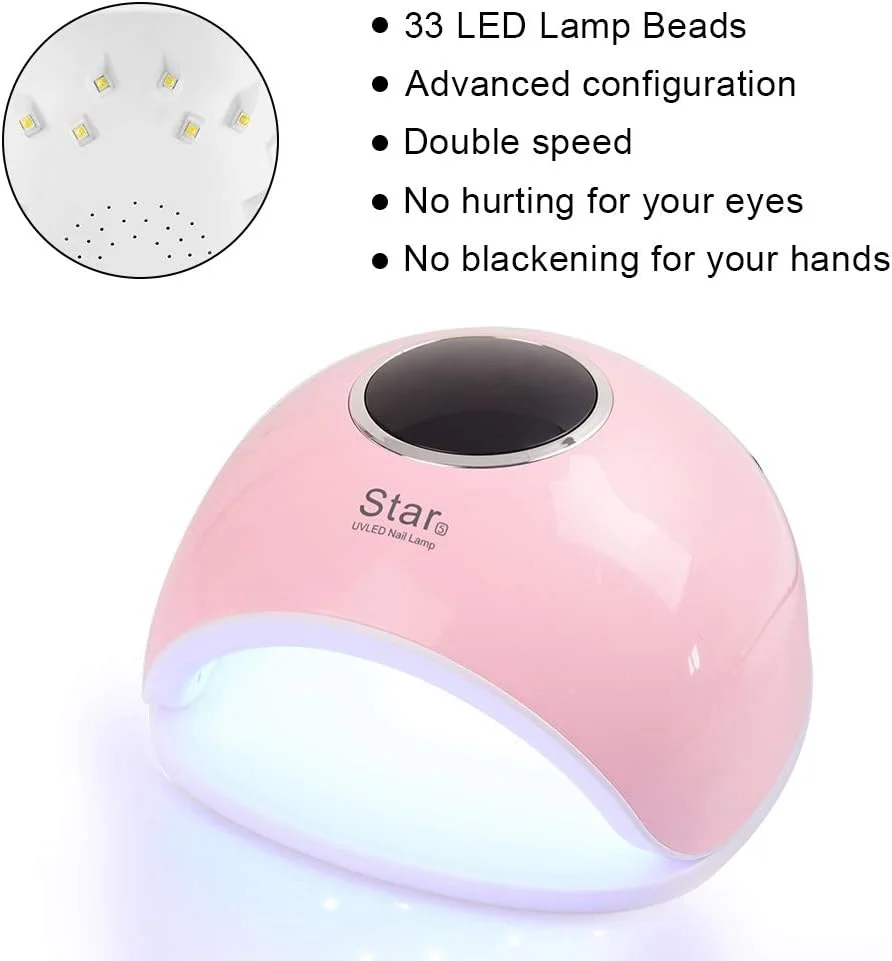 خشک کن ناخن، چراغ ناخن، لاک ژل ناخن، دمای هنر ناخن، فضای بزرگ، تنظیم زمان 4 سطح - 10S/30S/60S/99S برای خشک کن ناخن، زیبایی/متفرقه زیبایی، خانه و سالن (آمریکا-صورتی)
