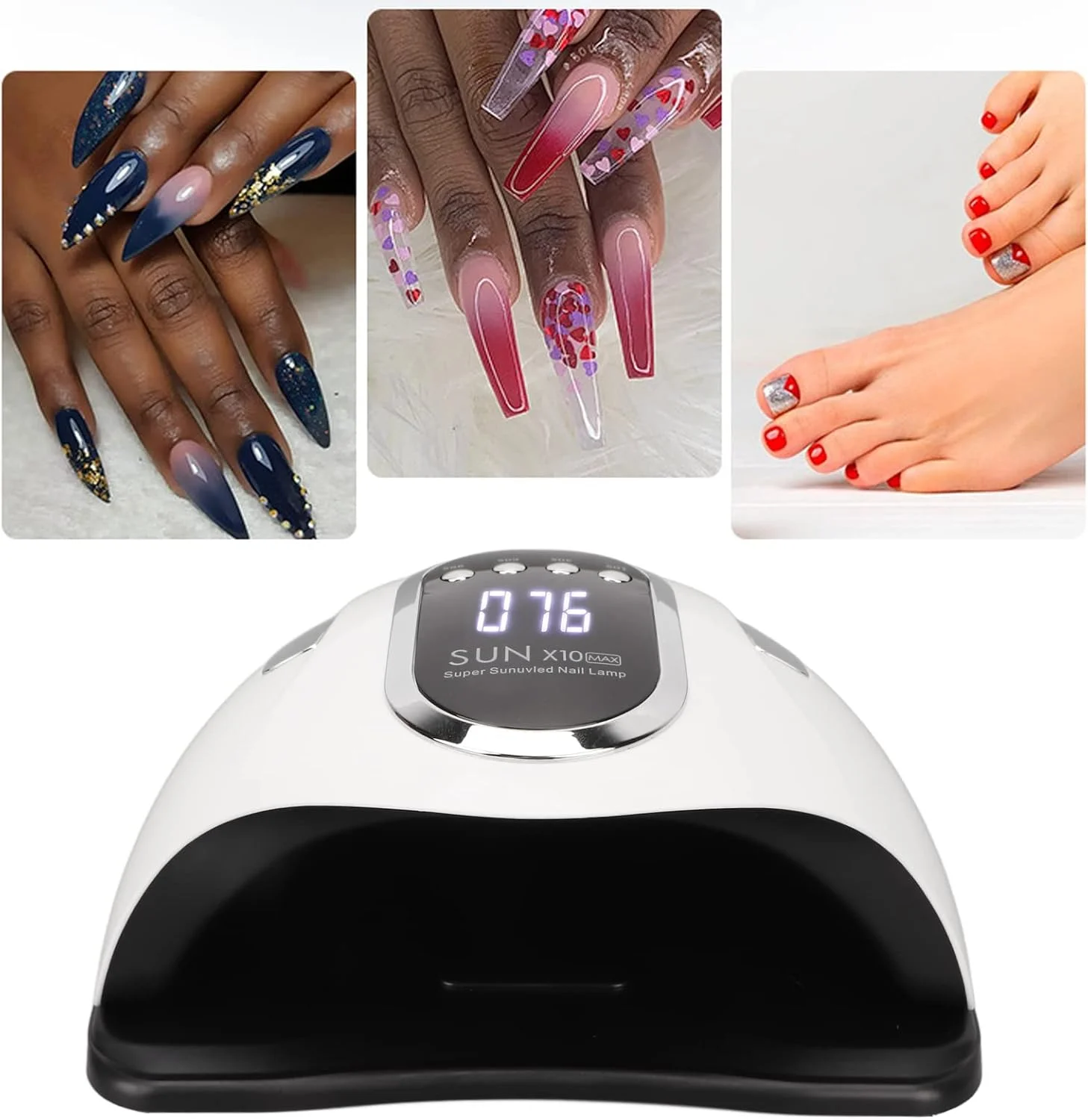 دستگاه خشک کن لاک ناخن LED 280 وات حرفه ای با دستگیره قابل حمل و صفحه زیرین جداشدنی و 4 تایمر