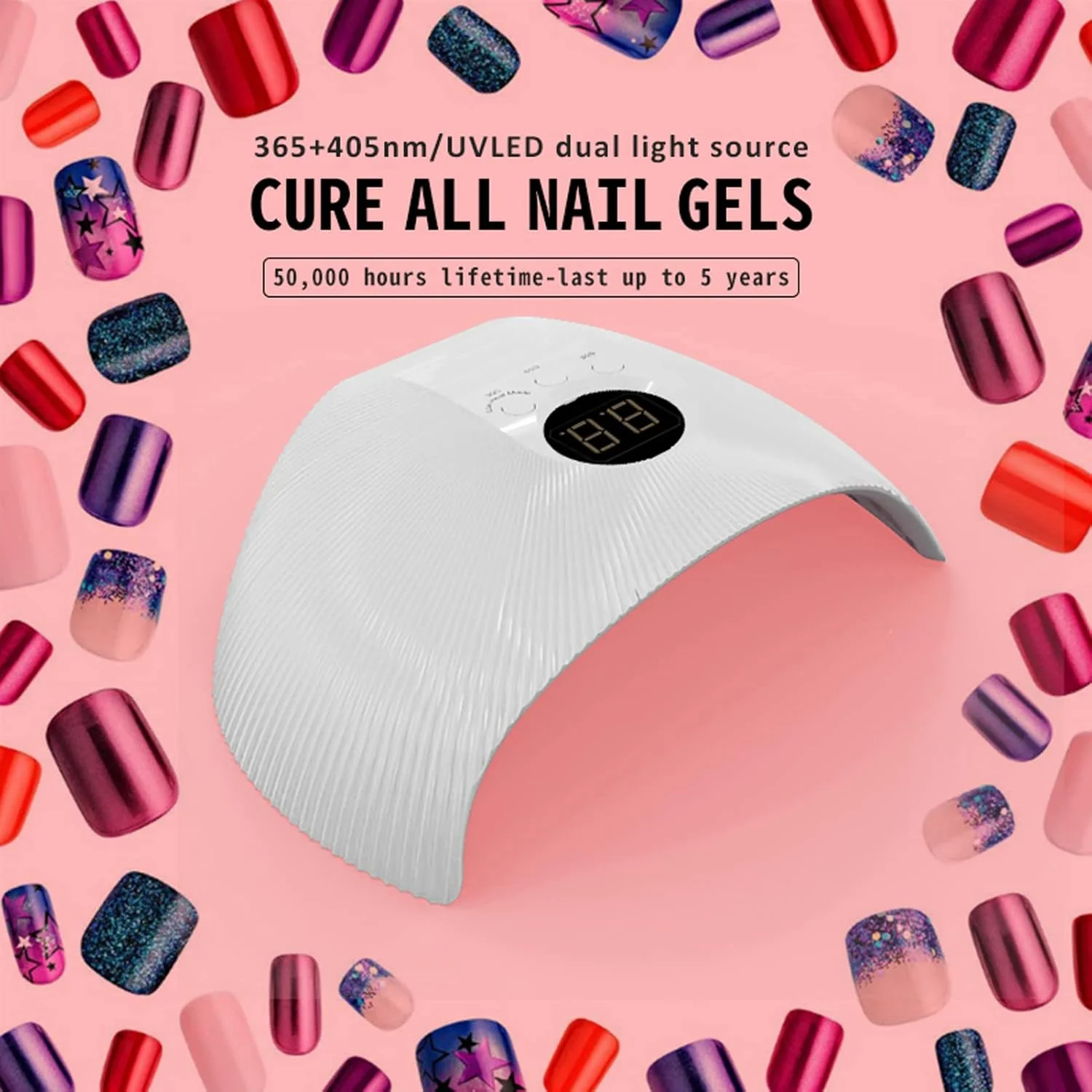 دستگاه خشک کن لاک ژل ناخن UV LED مدل 75 وات حرفه ای با سنسور اتوماتیک و صفحه نمایش LCD مناسب برای استفاده در منزل و سالن های ناخن