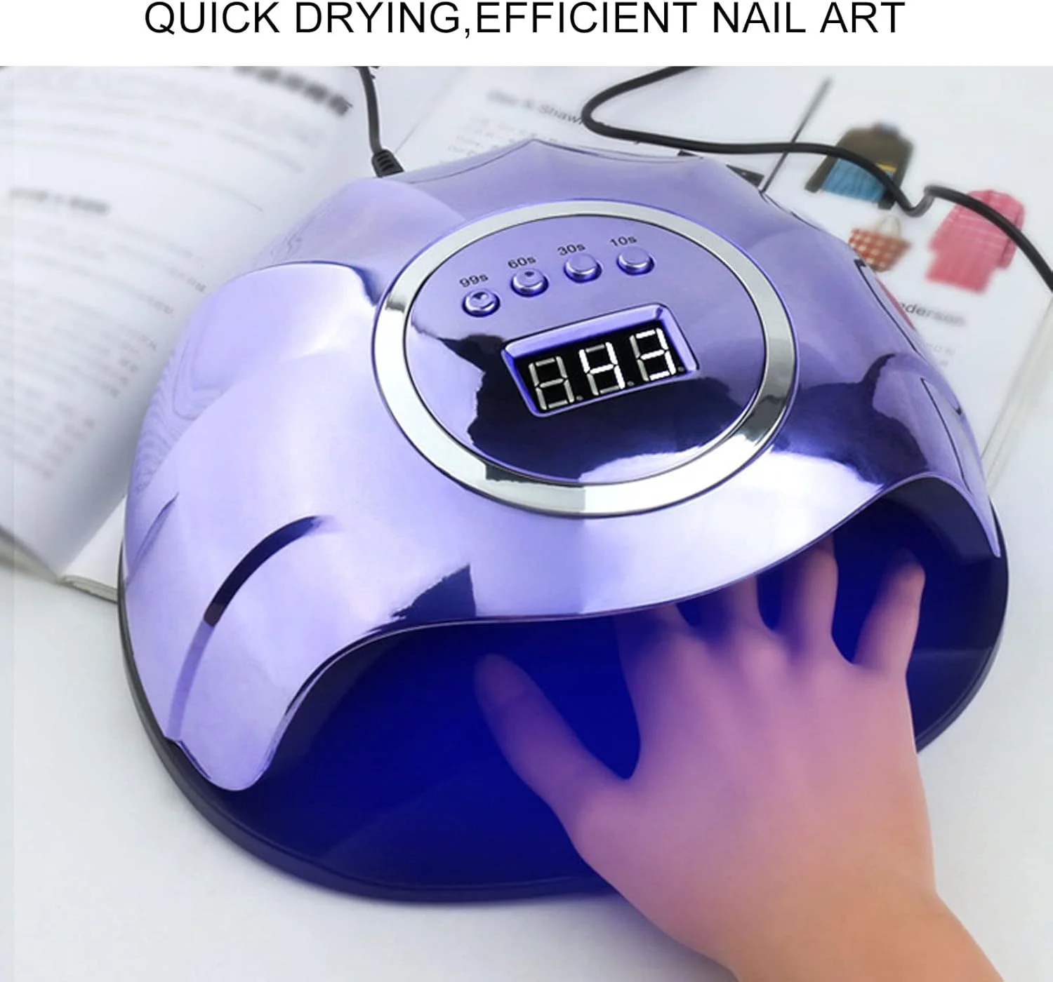 دستگاه خشک کن لاک ناخن یو وی ال ای دی 120 وات با 4 تایمر و سنسور مادون قرمز برای خشک کردن لاک ژل ناخن پا