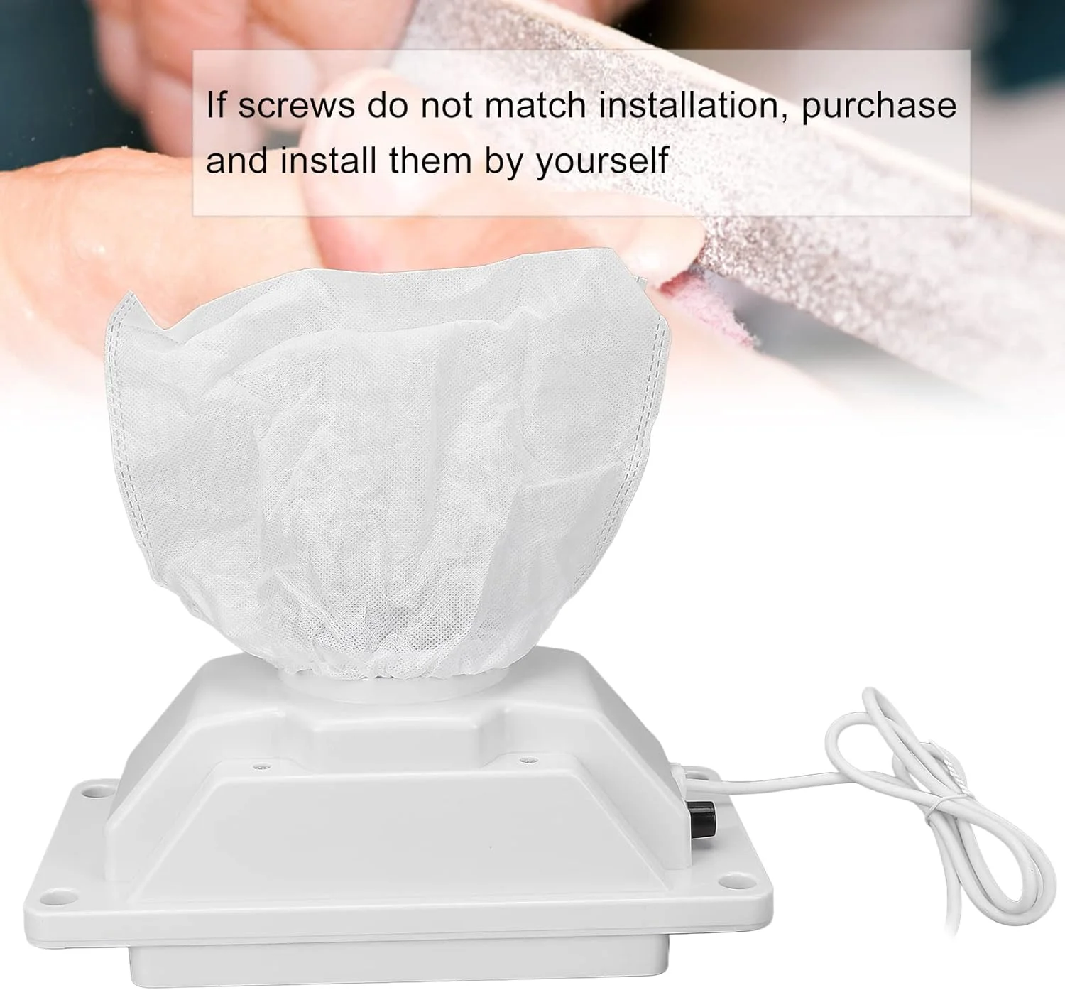 دستگاه جمع کننده گرد و غبار ناخن FUHULU، مکنده قدرتمند گرد و غبار ناخن برای ناخن های اکریلیک، ابزار مانیکور فن مکش تمیز کننده، سفید (دوشاخه ایالات متحده)