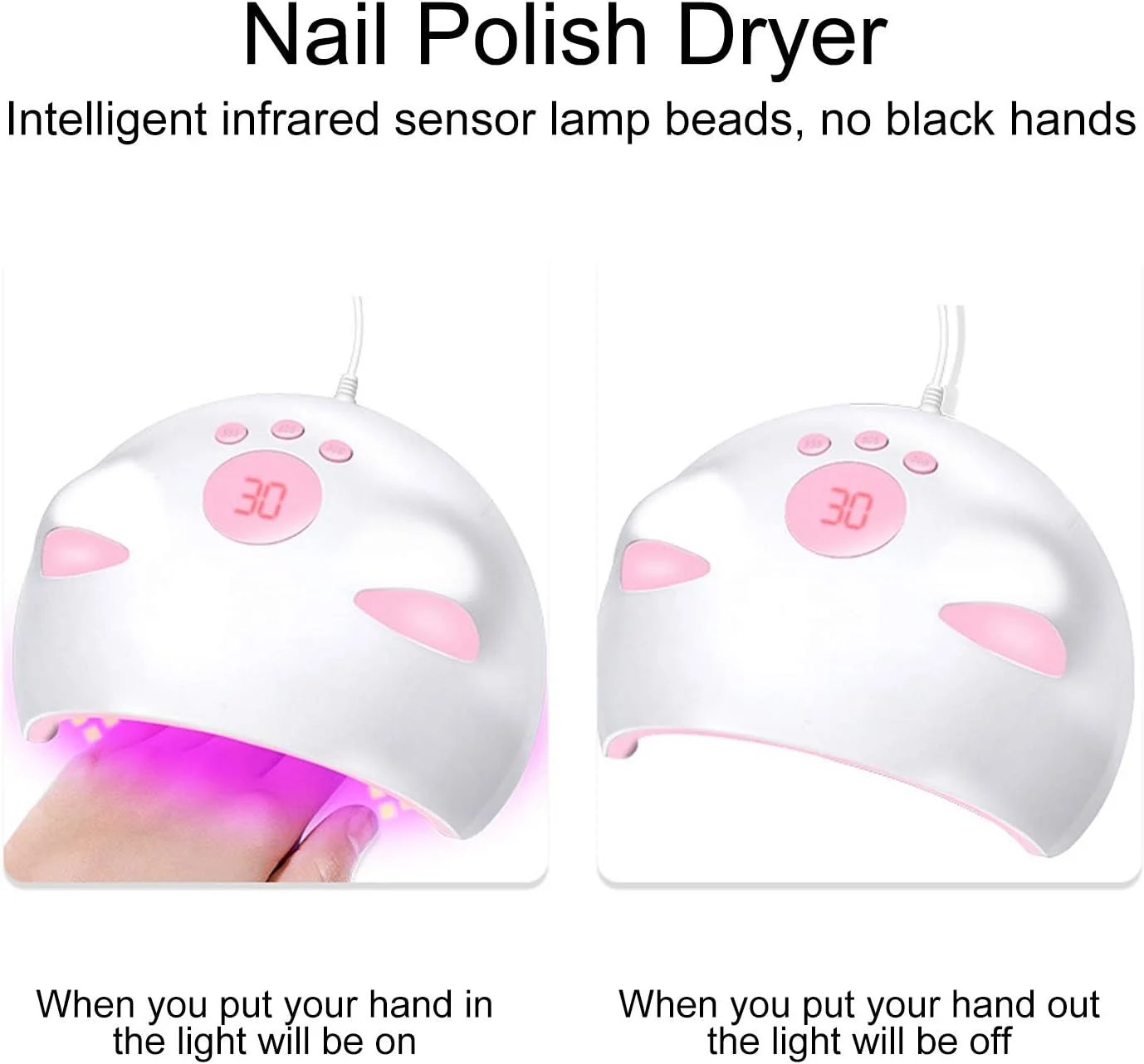 دستگاه خشک کن لاک ناخن UV ال ای دی 60 وات، دستگاه هوشمند USB، دستگاه خشک کن لاک ژل ناخن