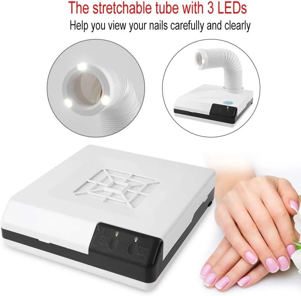 دستگاه جمع کننده گرد و غبار ناخن، مکنده حرفه ای 60 وات، جاروبرقی مانیکور، دستگاه جمع کننده گرد و غبار ناخن با قدرت مکش بالا با 3 لامپ LED برای میز ناخن و سالن ناخن (آمریکا) دستگاه جمع کننده گرد و غبار ناخن، مکنده حرفه ای 60 وات، جاروبرقی مانیکور، دستگاه جمع کننده گرد و غبار ناخن با قدرت مکش بالا با 3 لامپ LED برای میز ناخن و سالن ناخن (آمریکا)