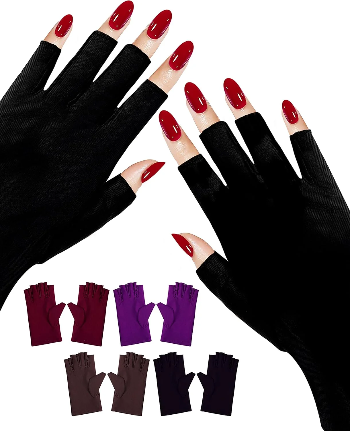 دستکش های محافظ UV MoHern برای ناخن، 4 جفت دستکش محافظ UV بدون انگشت برای مانیکور ژلی، محافظت از دست ها در برابر اشعه UV