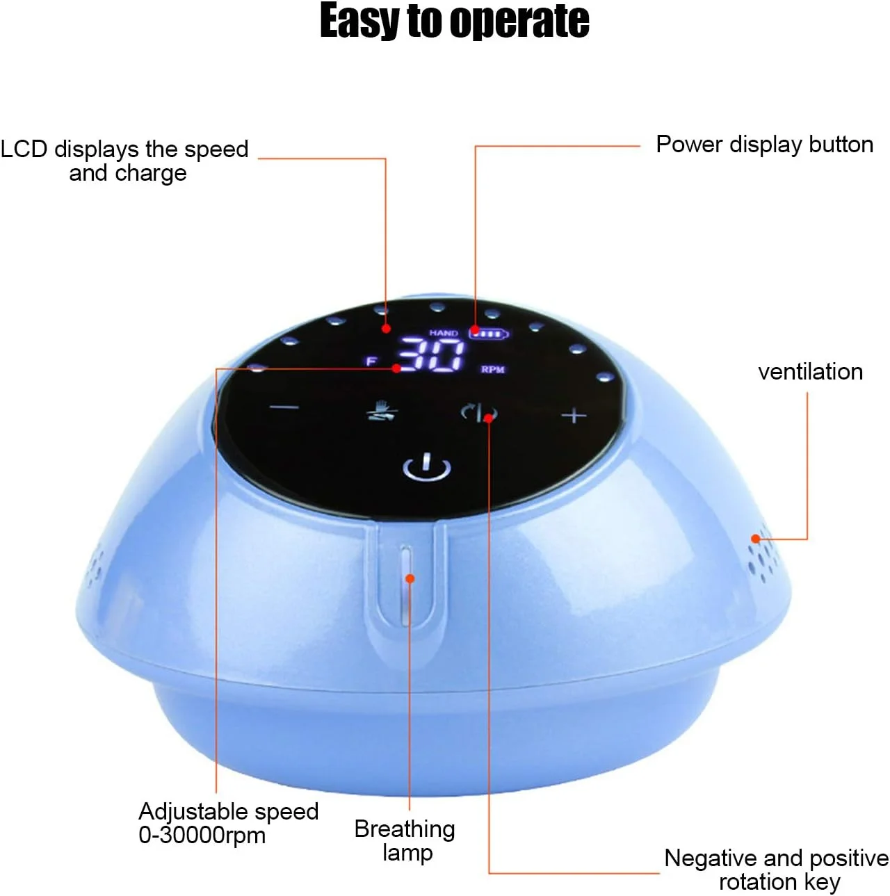 لوازم جانبی دستگاه مانیکور تجهیزات طراحی ناخن، دستگاه دریل برقی ناخن 35 وات 30000 دور در دقیقه دوشاخه بریتانیا 100-240 ولت لوازم جانبی دستگاه مانیکور تجهیزات طراحی ناخن، دستگاه دریل برقی ناخن 35 وات 30000 دور در دقیقه دوشاخه بریتانیا 100-240 ولت