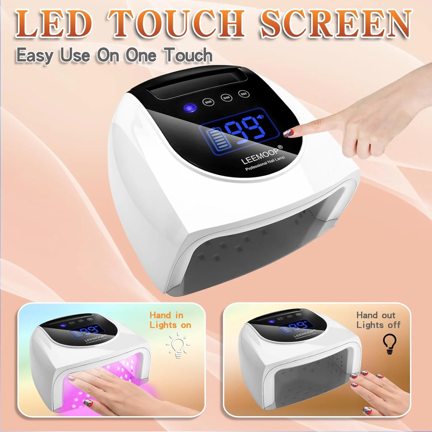 چراغ UV LED ناخن شارژی، چراغ UV بیسیم 96 وات برای ناخن با دسته، چراغ خشک کن حرفه ای برای ناخن های ژلی با 42 لامپ LED، چراغ ناخن با 4 تنظیم تایمر و صفحه لمسی LED برای خشک کردن لاک ژل چراغ UV LED ناخن شارژی، چراغ UV بیسیم 96 وات برای ناخن با دسته، چراغ خشک کن حرفه ای برای ناخن های ژلی با 42 لامپ LED، چراغ ناخن با 4 تنظیم تایمر و صفحه لمسی LED برای خشک کردن لاک ژل