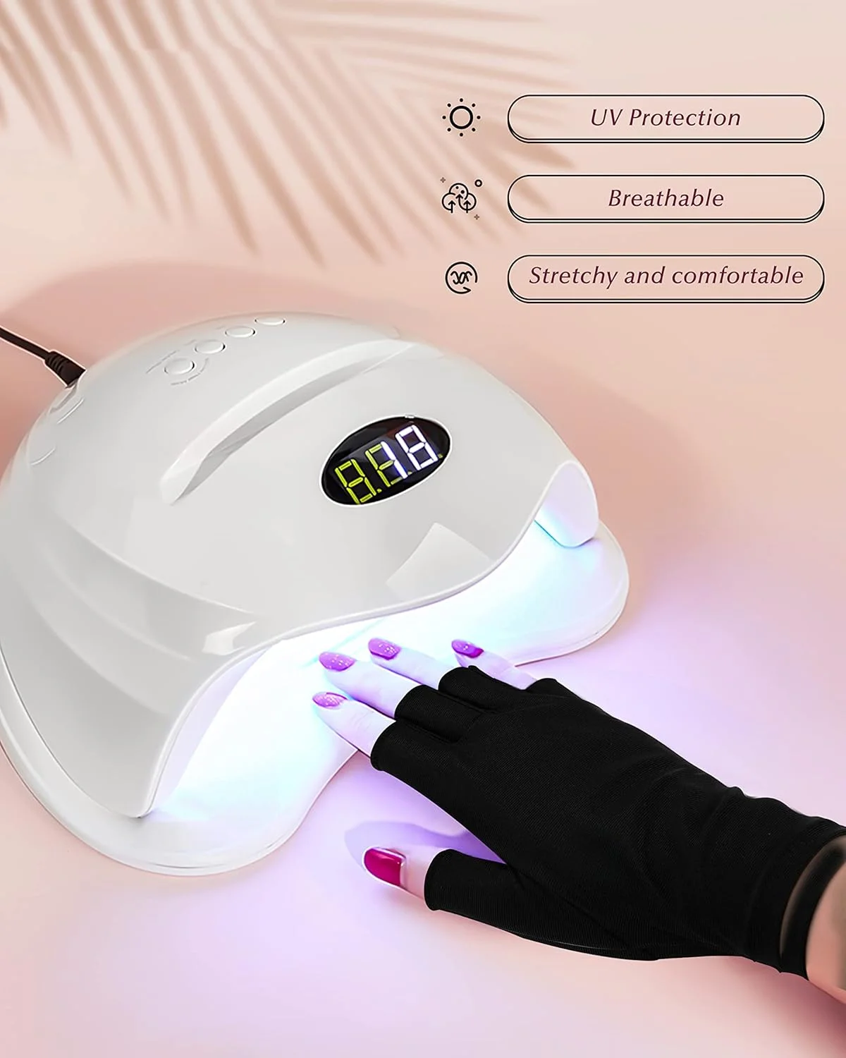 دستکش های محافظ UV MoHern برای ناخن، 4 جفت دستکش محافظ UV بدون انگشت برای مانیکور ژلی، محافظت از دست ها در برابر اشعه UV