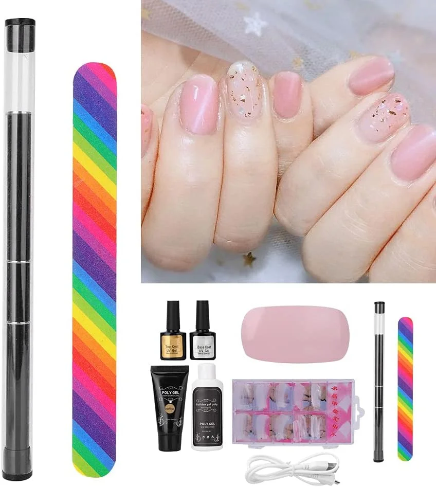 ست لاک ژل ناخن، دستگاه خشک کن ناخن 8 عددی مناسب استفاده خانگی، DIY، بانوان، دختران، مبتدیان و سالن (قهوه ای)