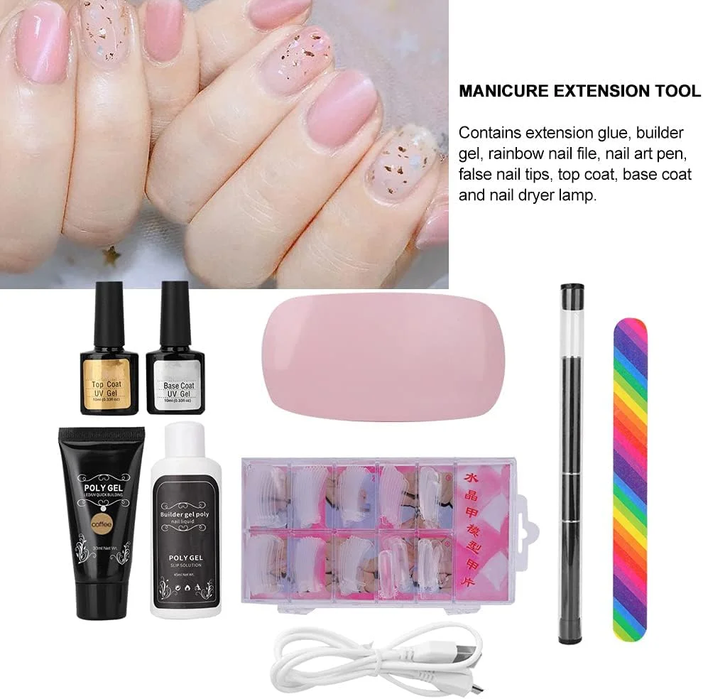 ست لاک ژل ناخن، دستگاه خشک کن ناخن 8 عددی مناسب استفاده خانگی، DIY، بانوان، دختران، مبتدیان و سالن (قهوه ای)