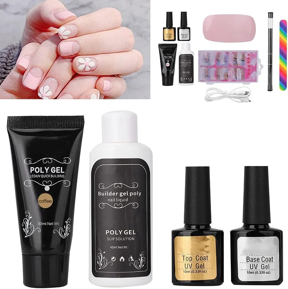 ست لاک ژل ناخن، دستگاه خشک کن ناخن 8 عددی مناسب استفاده خانگی، DIY، بانوان، دختران، مبتدیان و سالن (قهوه ای)