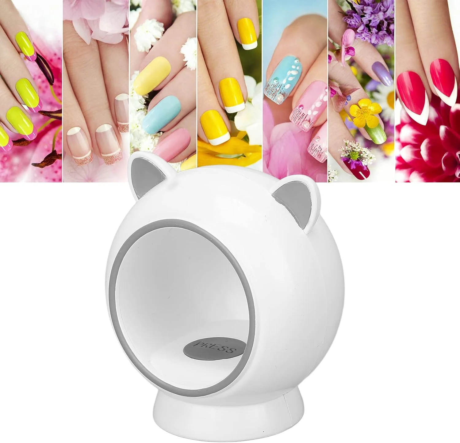 چراغ UV کوچک ناخن، چراغ خشک کننده ژل ناخن با شارژ Type-C طول موج 365 نانومتر 395 نانومتر برای همه چسب های ناخن (سفید)