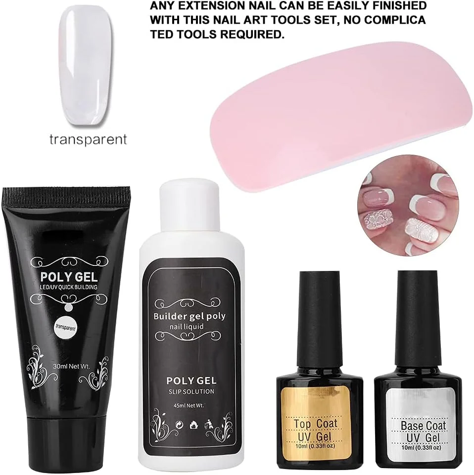 ست لاک ژل ناخن، دستگاه خشک کن لاک ناخن 8 عددی مناسب استفاده خانگی، DIY، بانوان، دختران، مبتدیان و سالن (شفاف)