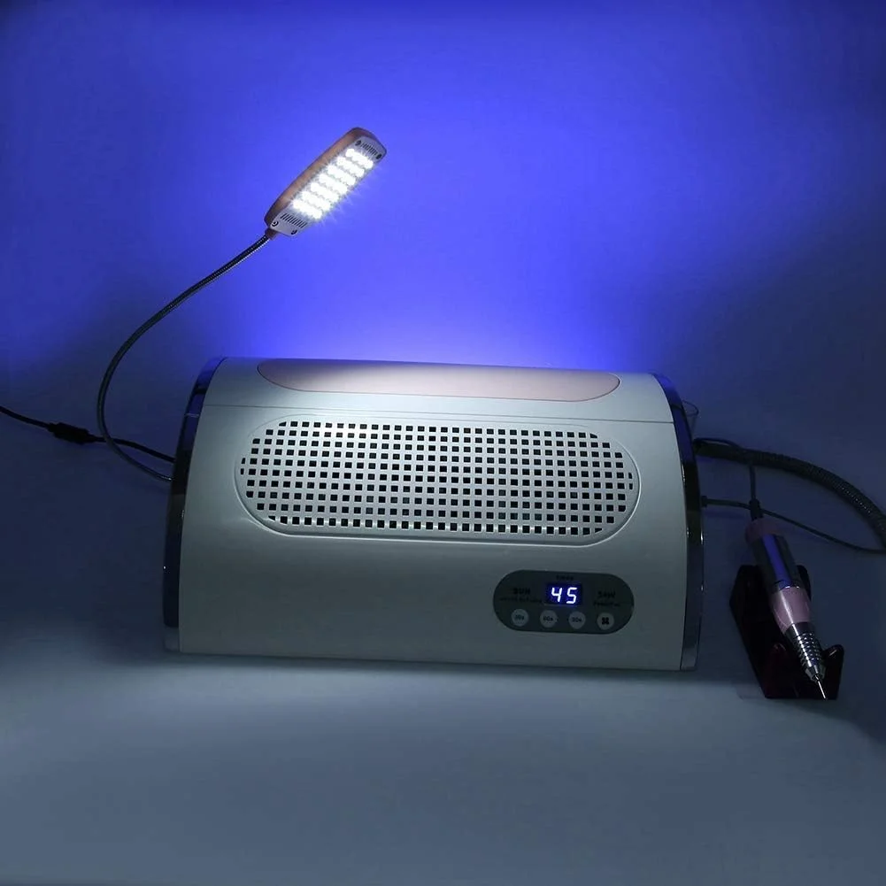 دستگاه چندکاره ناخن 4 در 1، دستگاه پولیش ناخن برقی 54 وات UV LED، لامپ خشک کن ناخن، جمع کننده گرد و غبار، کیت ابزار مانیکور برای سالن زیبایی حرفه ای و منزل