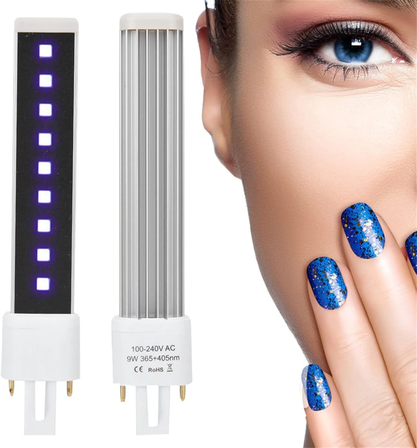 لامپ خشک کن ناخن، مجموعه لامپ ژل 365 405 نانومتر، لامپ جایگزین تیوب نوری خشک کن ژل ناخن، نور فرابنفش برای ناخن