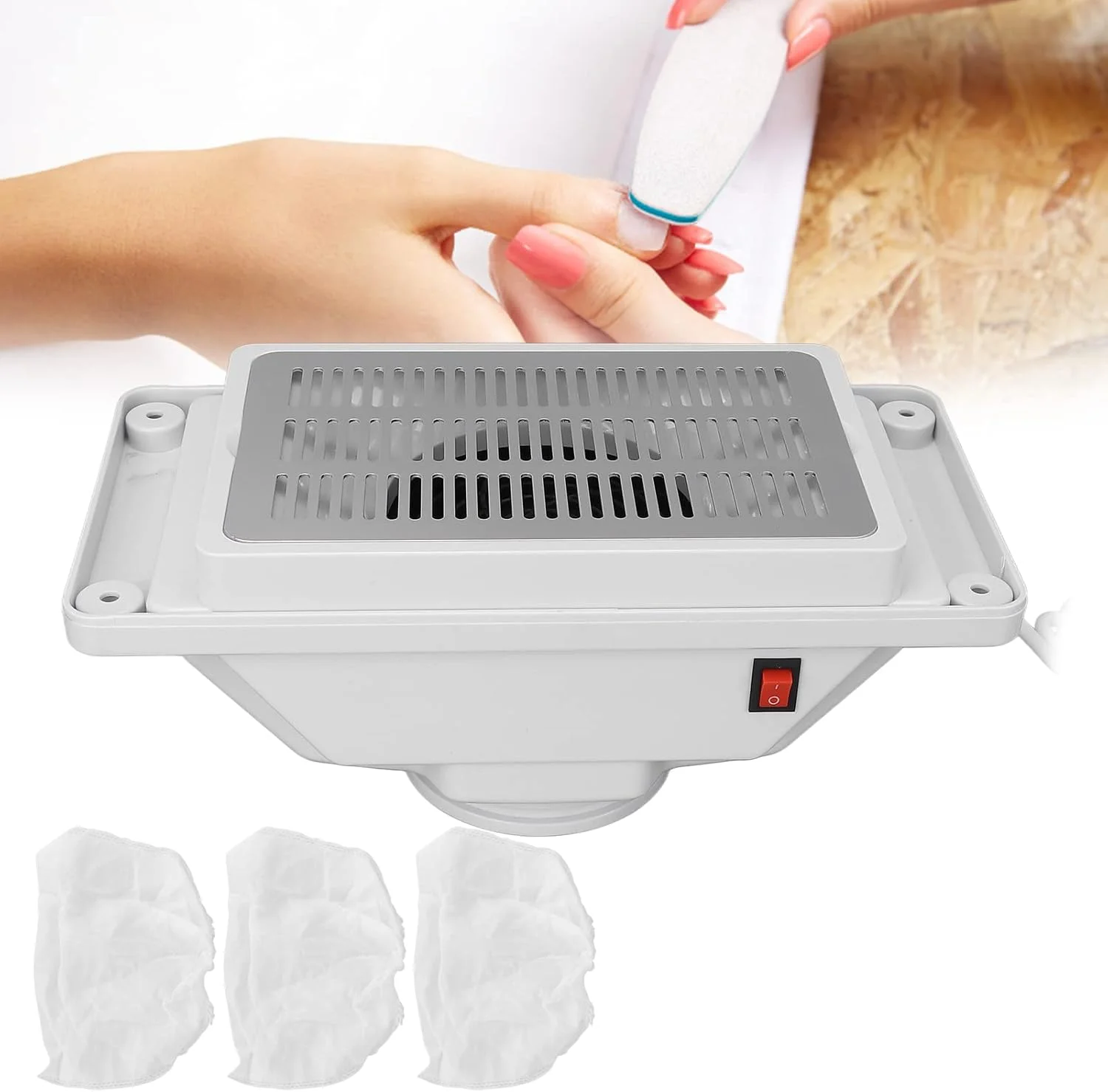 دستگاه جمع کننده گرد و غبار ناخن، مکنده برقی قدرتمند برای پولیش ناخن ژلی آکریلیک، کم صدا (US)
