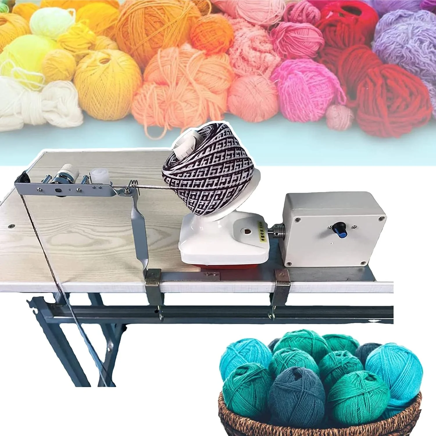 دستگاه نخ پیچی برقی، سرعت قابل تنظیم + مرتب سازی سریع، قرقره اتوماتیک بافندگی، حداکثر ظرفیت سیم پیچی: 150 گرم / 500 گرم، برای طناب، نخ فلزی، پشم، 150 گرم