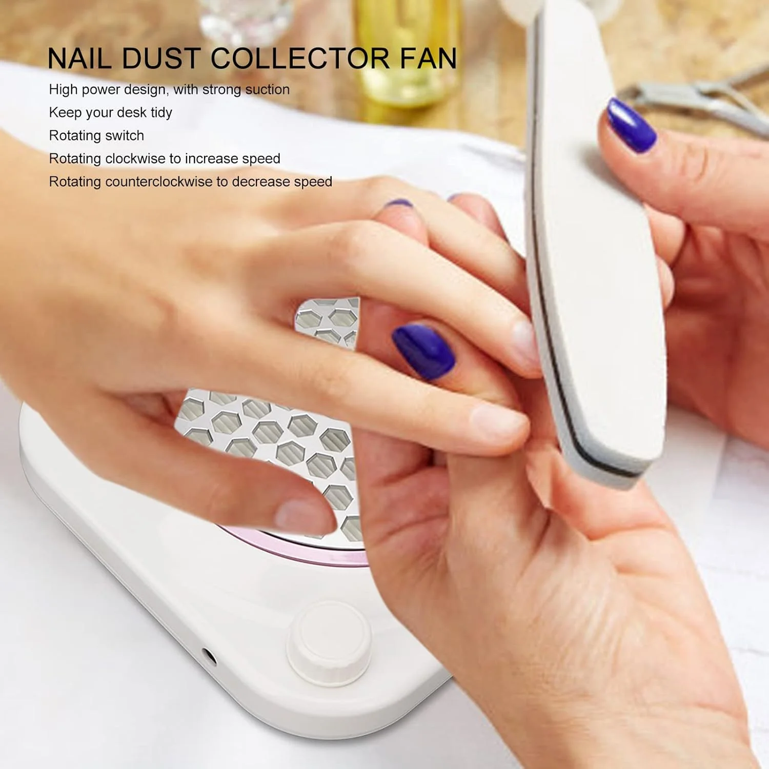 دستگاه جمع کننده گرد و غبار ناخن، دستگاه مکش الکتریکی گرد و غبار، مکش قدرتمند با سوراخ های اتلاف حرارت، دستگاه مکنده گرد و غبار ناخن، مناسب برای پولیش ناخن ژلی آکریلیک در سالن