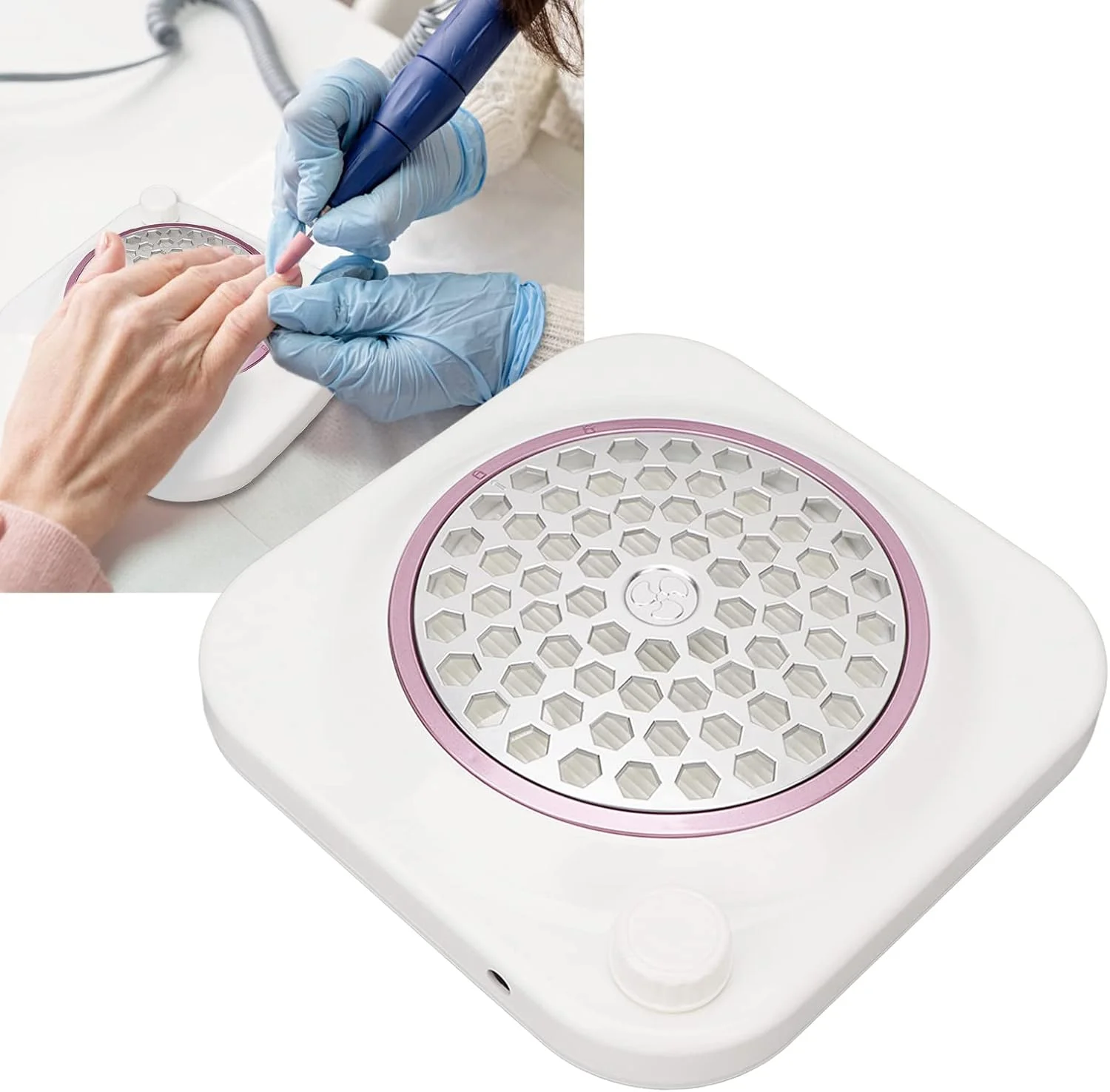 دستگاه جمع کننده گرد و غبار ناخن، دستگاه مکش الکتریکی گرد و غبار، مکش قدرتمند با سوراخ های اتلاف حرارت، دستگاه مکنده گرد و غبار ناخن، مناسب برای پولیش ناخن ژلی آکریلیک در سالن