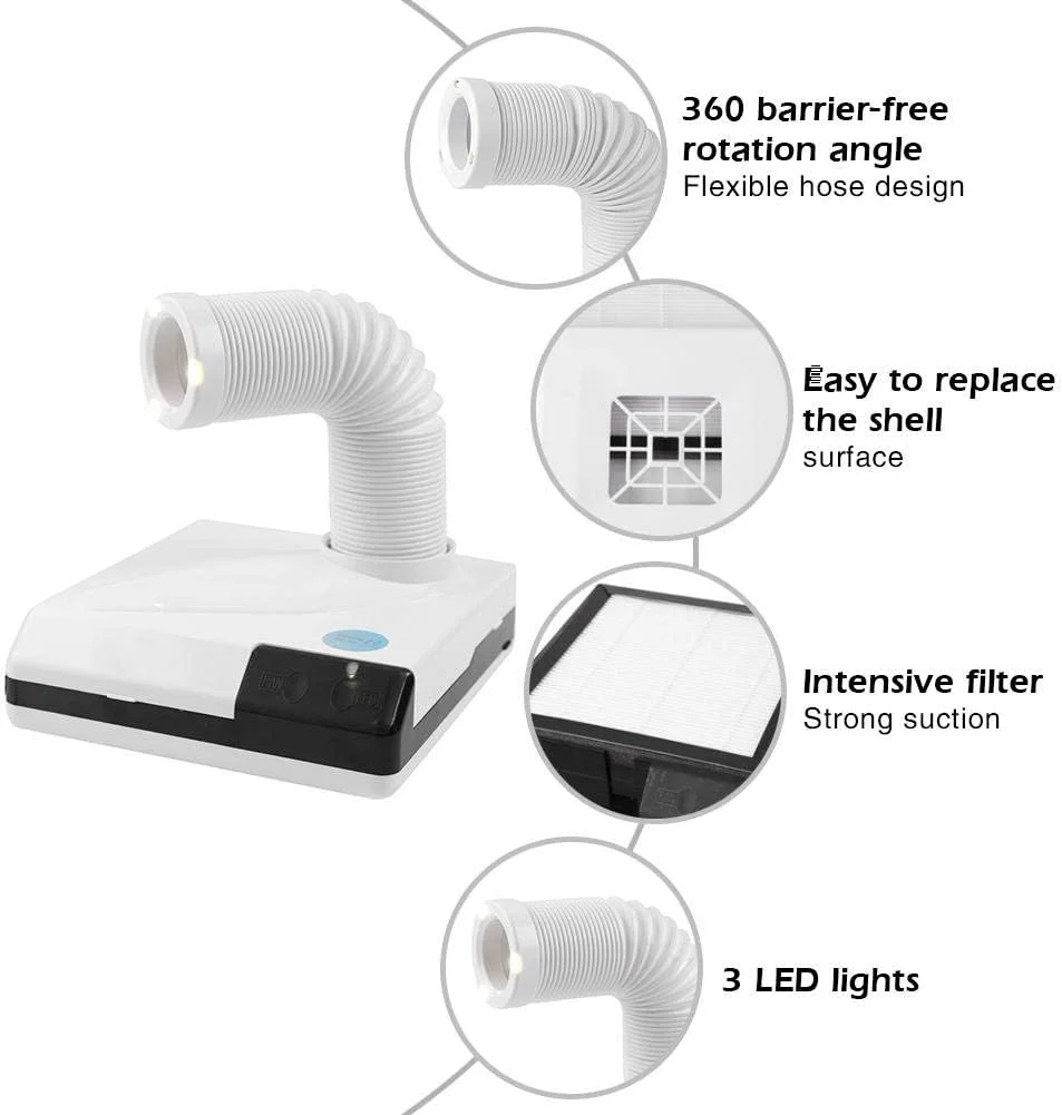 دستگاه جمع کننده گرد و غبار ناخن حرفه ای 40 وات، مکنده گرد و غبار ناخن برای مانیکور ایده آل برای سالن های ناخن (دوشاخه آمریکایی) (60 وات)