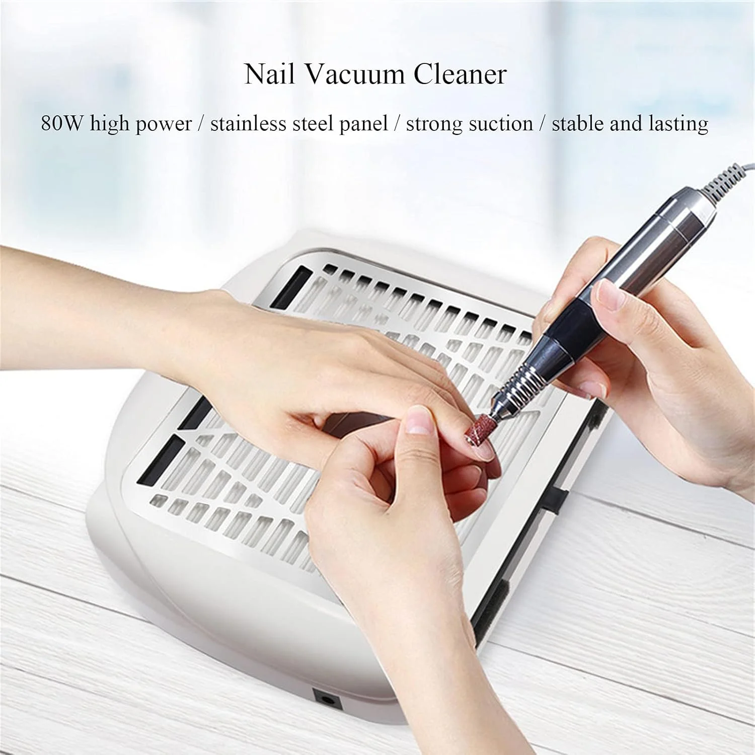 Professional Electric Nail Suction Dust Collector, 80W Nail Dust Collector Machine with Reusable Filter, Nails Art Tool for Salon
