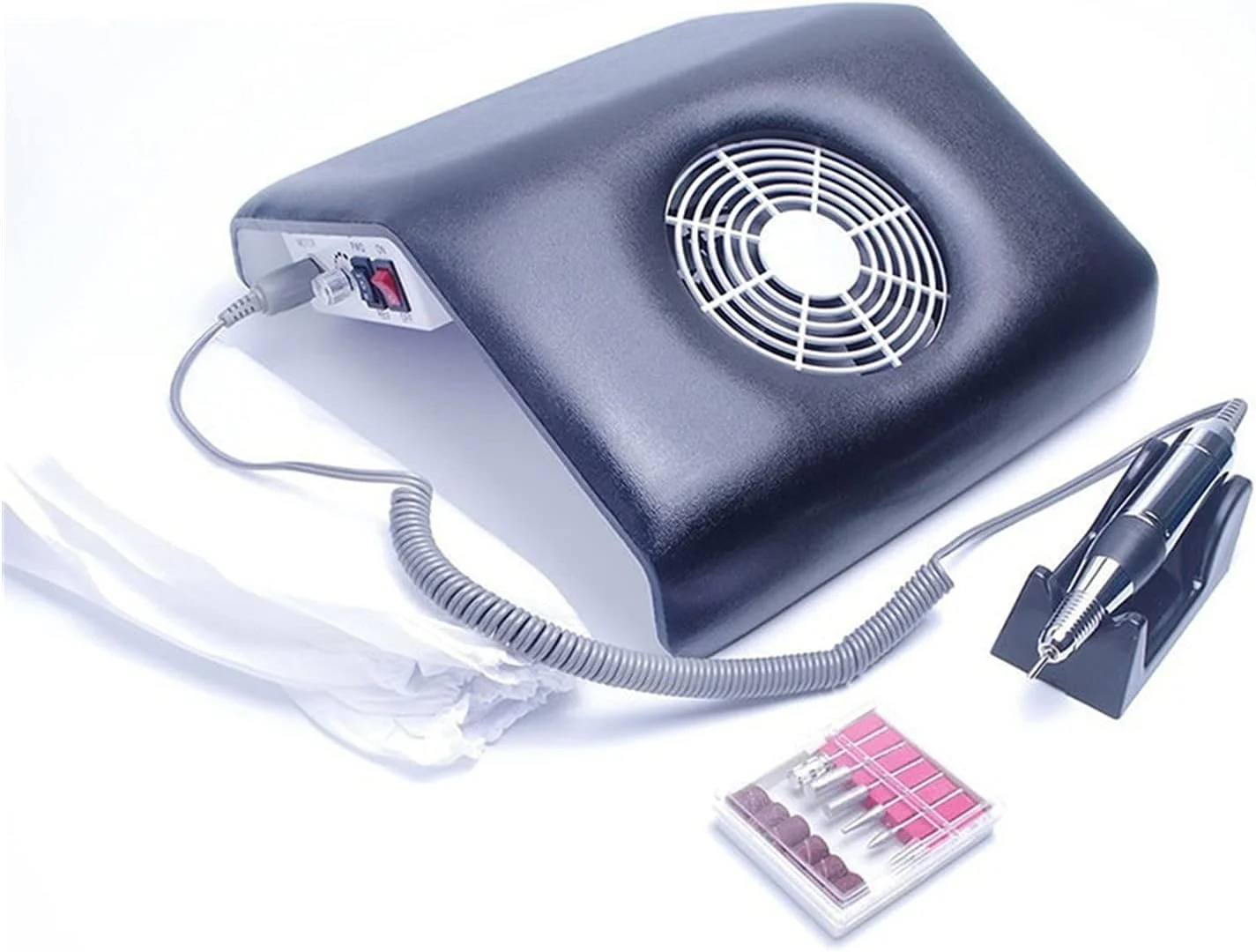 دستگاه جمع کننده گرد و غبار ناخن 2 در 1، دستگاه مکش گرد و غبار ناخن سایز بزرگ، ابزار مانیکور پدیکور برای استفاده در سالن و منزل (رنگ: بسته هدیه)