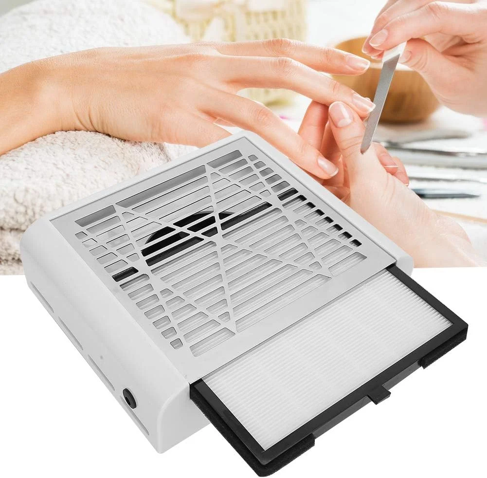 دستگاه جمع کننده گرد و غبار ناخن، 40 وات، مکش قوی، فیلتر کشویی، ابزار مانیکور و تمیز کننده ناخن با سوراخ های اتلاف گرما