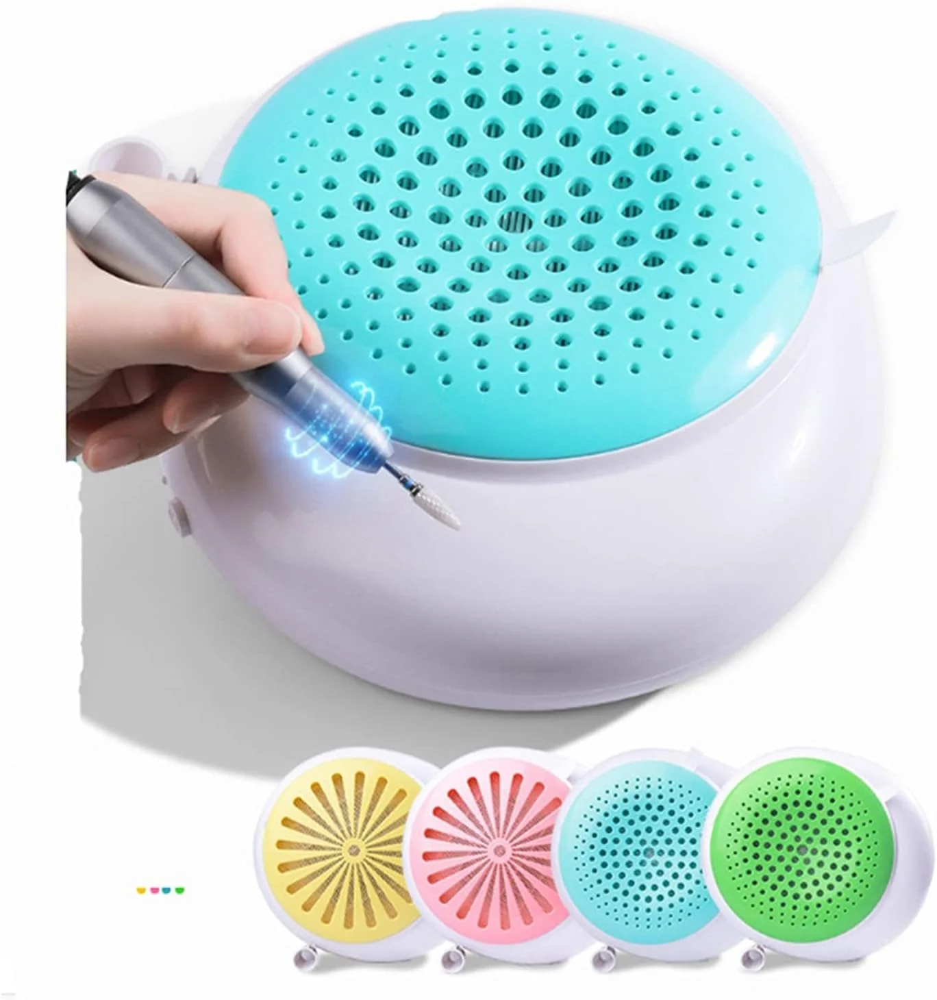 دستگاه جمع کننده گرد و غبار ناخن 80 وات، مکش قوی با کیسه/فیلتر جمع آوری گرد و غبار، جاروبرقی ناخن کم صدا، ابزار مانیکور برای استفاده در سالن و منزل (رنگ: سبز) (رنگ: Gr