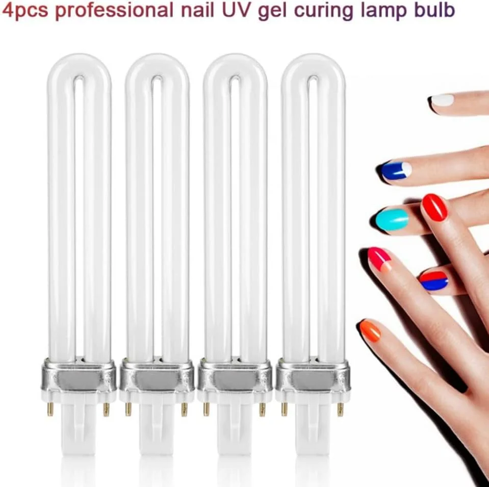 لامپ تیوب برای طراحی ناخن 9 وات، لامپ یو وی جایگزین برای خشک کن یو وی ژل طراحی ناخن، 4 عدد