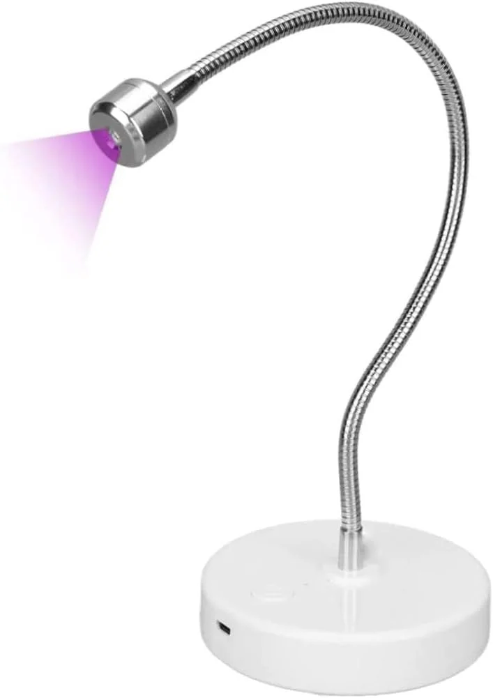چراغ UV ناخن LED با تایمر 60 ثانیه ای 3 وات و گیره چراغ رومیزی مینی USB برای ژل ناخن UV، خشک کردن چسب UV، مهمانی نور سیاه، هنر رزین