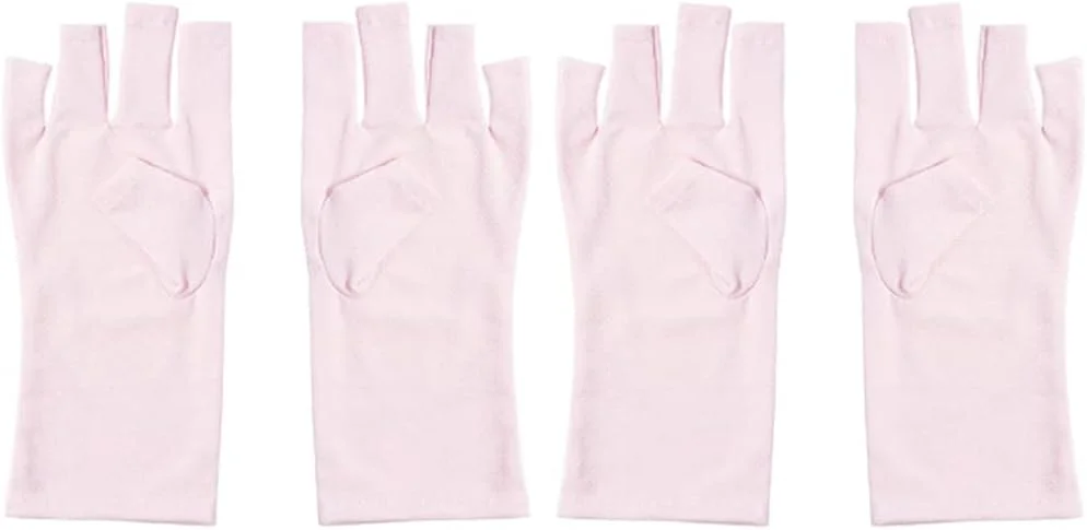 دستکش محافظ ناخن ژلی، دستکش های محافظت در برابر اشعه ماوراء بنفش برای طراحی ناخن ژلی بدون انگشت، 2 جفت