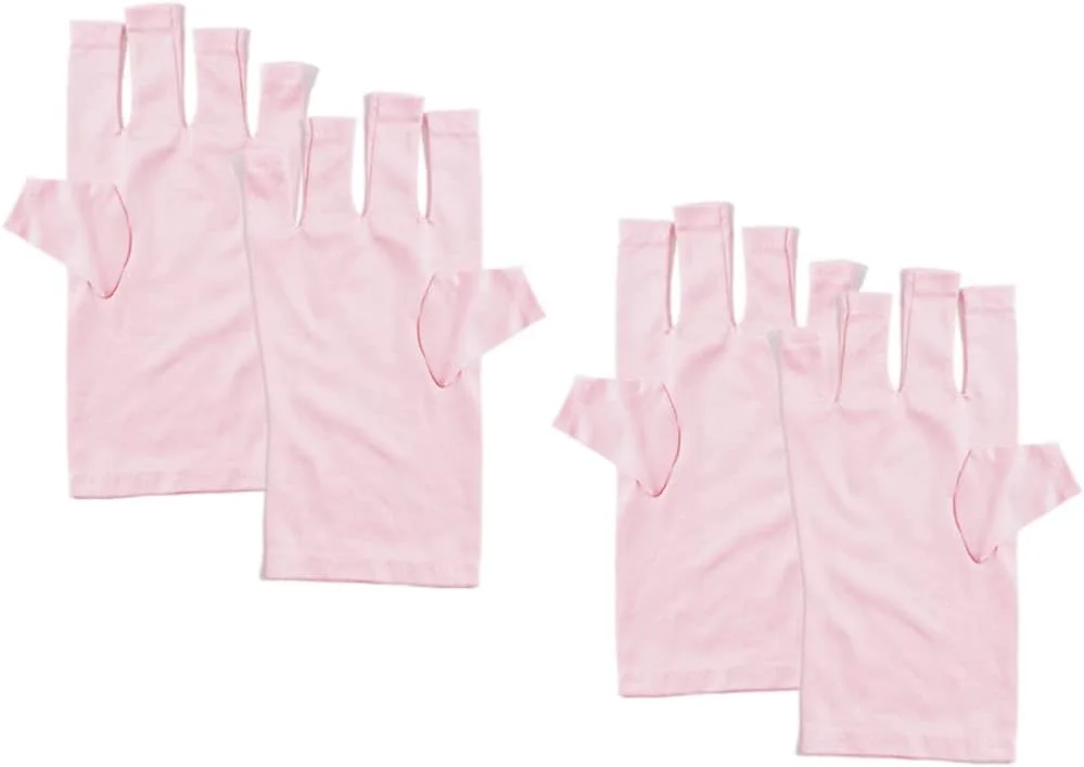 دستکش محافظ ناخن ژلی، دستکش های محافظت در برابر اشعه ماوراء بنفش برای طراحی ناخن ژلی بدون انگشت، 2 جفت