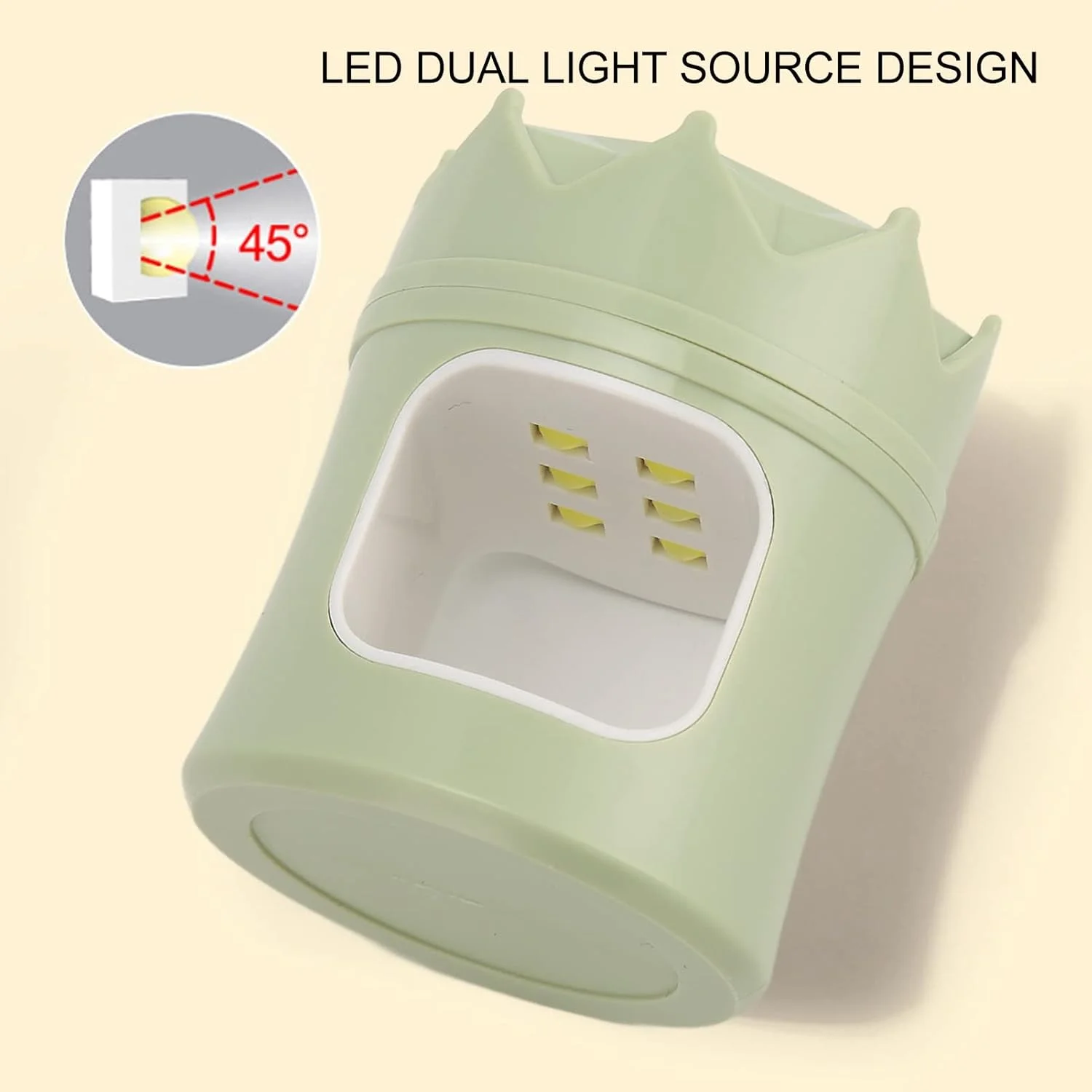 دستگاه خشک کن لاک ناخن کوچک DEKD، چراغ خشک کننده ژل ناخن، سایز قابل حمل، 6 تراشه نوری برای استفاده در سفر (سبز)