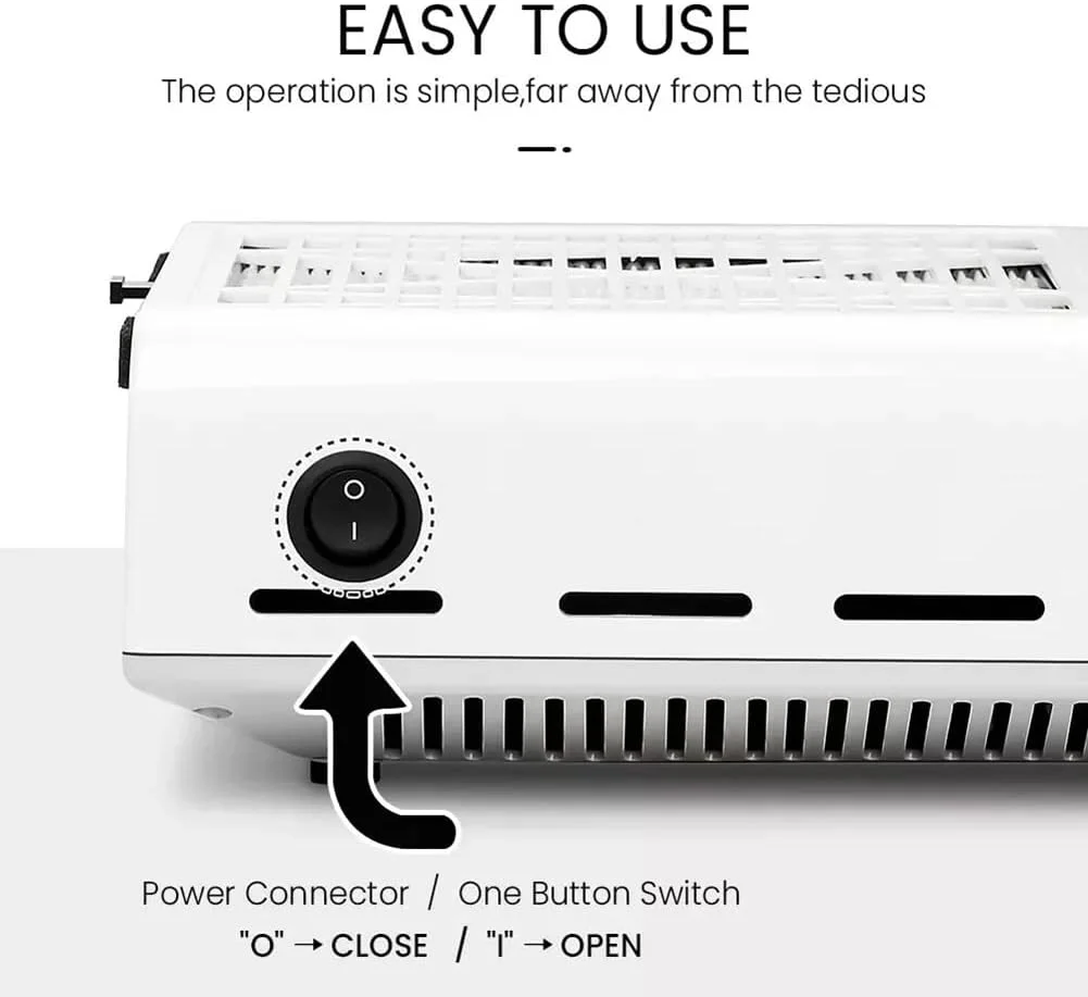 دستگاه مکنده گرد و غبار ناخن حرفه ای، 80 وات، لامپ خشک کن ناخن، فیلتر جمع کننده گرد و غبار ناخن، دستگاه رومیزی قدرتمند مناسب برای سالن - سفید