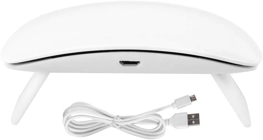 خشک کن لاک ناخن مینی 6 وات، خشک کننده لاک ناخن تاشو با USB طرح موس، چراغ UV LED برای طراحی ناخن (سفید)