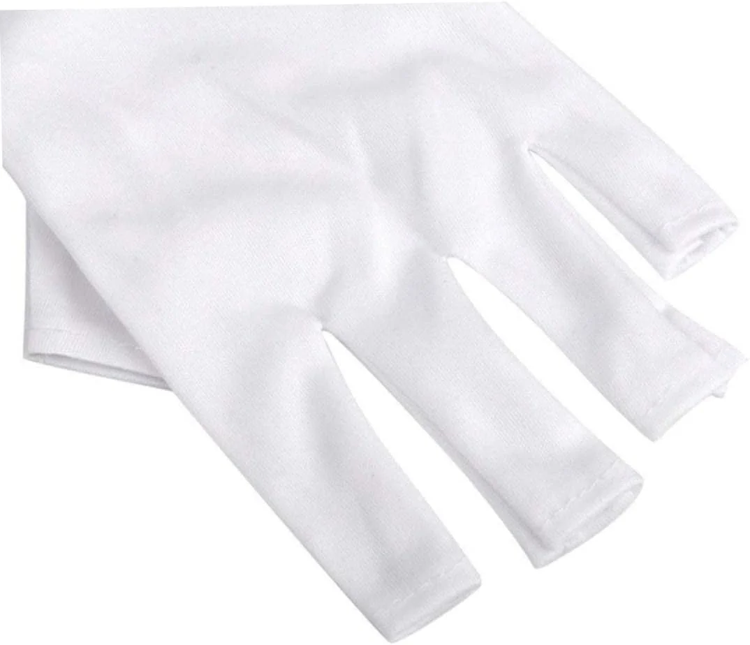 دستکش محافظ UV برای مانیکور ژلی، محافظت از اشعه UV، مناسب خشک کردن لاک ناخن، بدون انگشت، یک جفت، سفید