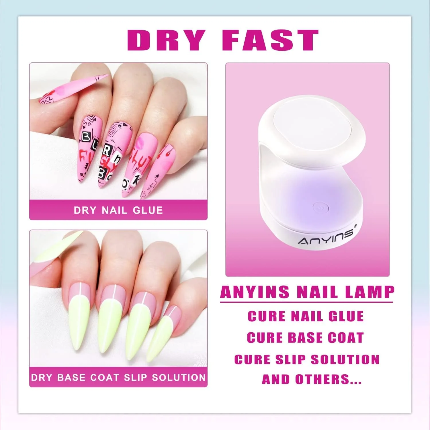 چراغ UV کوچک برای ناخن های ژلی، چراغ UV برای ناخن ها، دستگاه خشک کن ناخن UV قابل حمل 16 وات، دستگاه خشک کن نوآورانه ناخن برای طراحی ناخن (سفید)