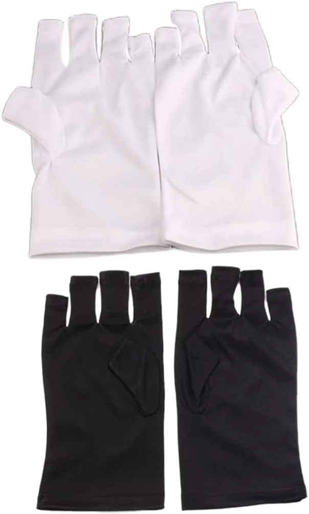 دستکش محافظ UV برای مانیکور ژلی، 1 جفت دستکش محافظ UV، دستکش های بدون انگشت ضد UV برای خشک کردن لاک ناخن، دستکش های ضد UV برای دختران و بانوان (سفید)