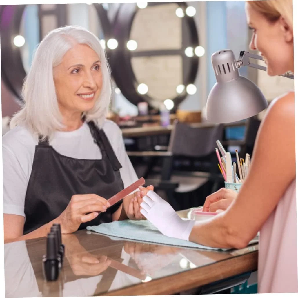 دستکش محافظ UV برای مانیکور ژلی، 1 جفت دستکش محافظ UV، دستکش های بدون انگشت ضد UV برای خشک کردن لاک ناخن، دستکش های ضد UV برای دختران و بانوان (سفید)