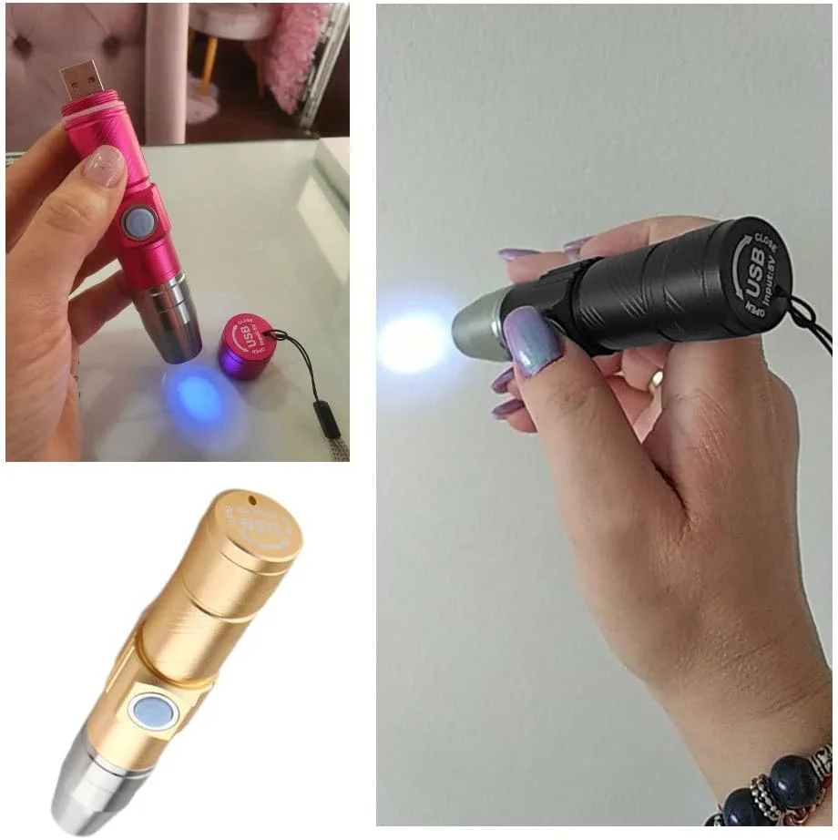 چراغ خشک کن سریع ناخن، مینی چراغ UV قابل حمل LED برای خشک کردن ناخن، چراغ قوه ابزار طراحی ناخن لاک قرمز گل رز