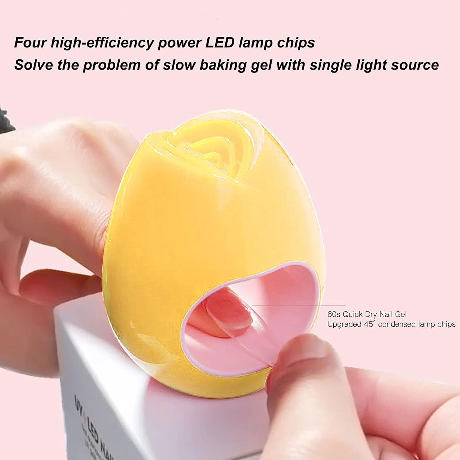دستگاه خشک کن ناخن قابل حمل، خشک کن ژل تک انگشتی، ابزار مانیکور ماشین خشک کردن ناخن برای سالن، خانواده، مسافرت (زرد)