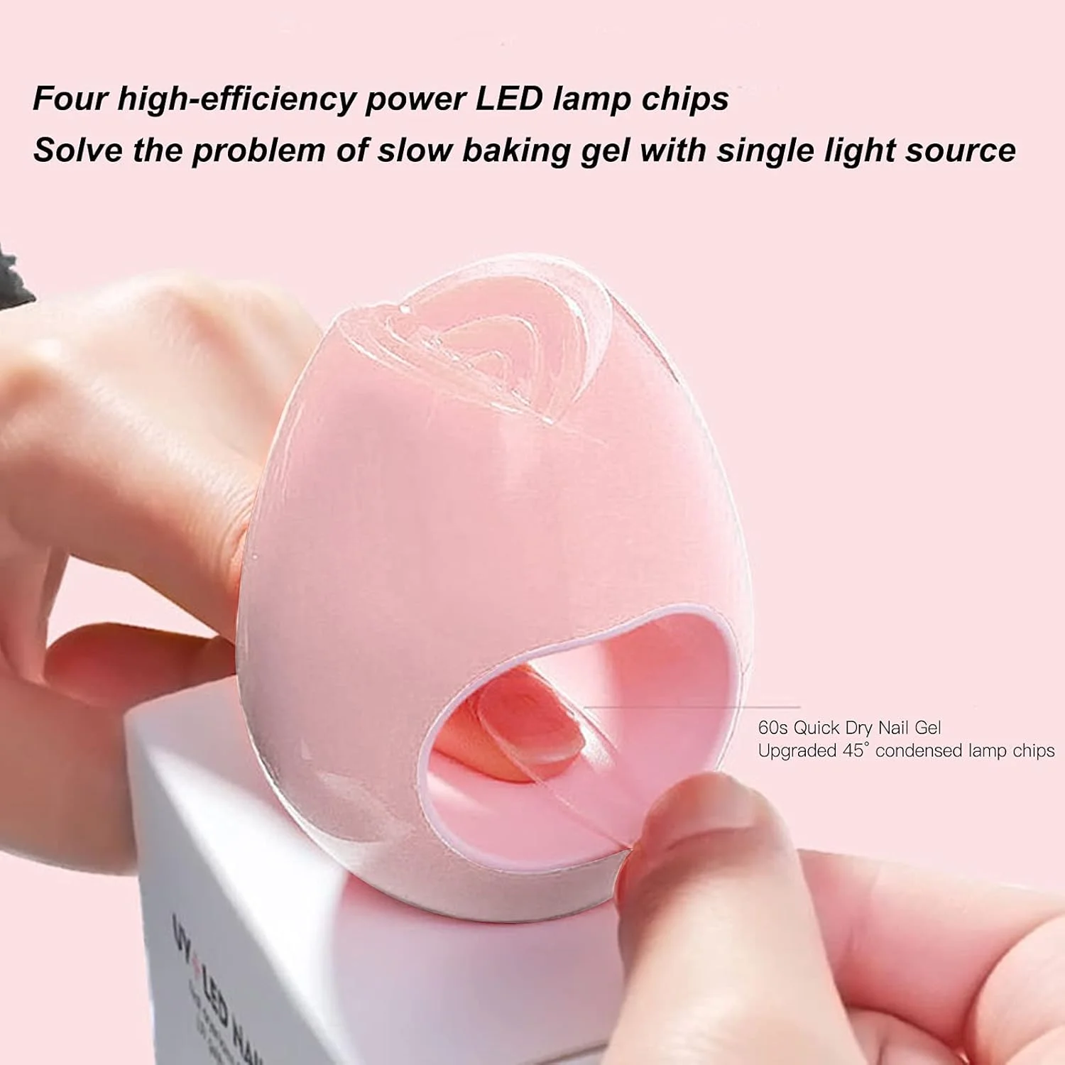 چراغ خشک کن ناخن مینی، چراغ خشک کننده ناخن ژلی تک انگشتی قابل حمل USB، ابزار مانیکور برای بانوان (صورتی)