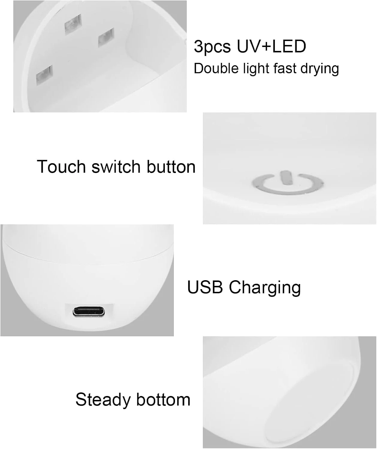 چراغ خشک کن ناخن، چراغ ال ای دی کوچک 5 واتی، چراغ خشک کننده سریع قابل حمل برای یک انگشت