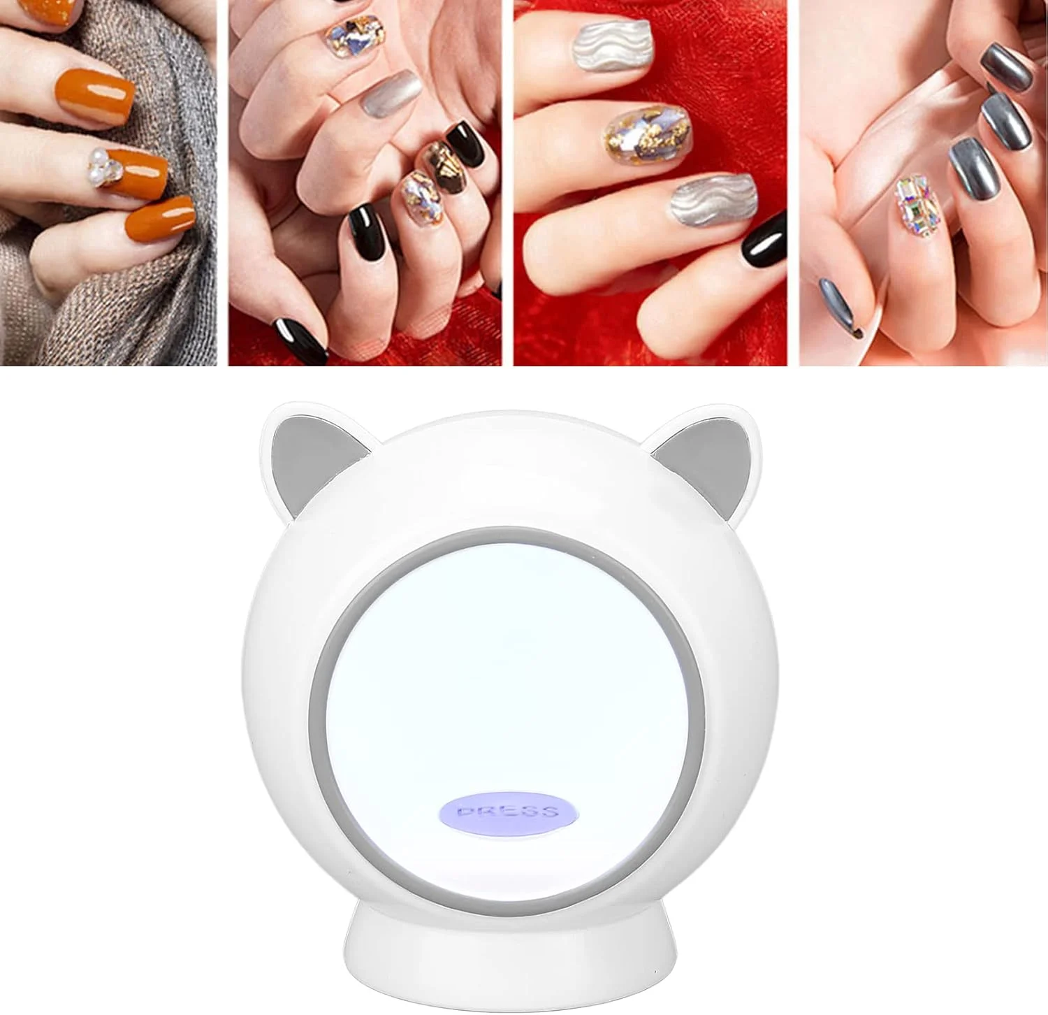 خشک کن ناخن، مینی لامپ ناخن 6 واتی، دارای 3 عدد چیپ نوری با نورپردازی 360 درجه، چراغ خشک کن LED، چراغ خشک کننده لاک ژل ناخن UV LED با شارژ Type C برای بانوان (سفید)
