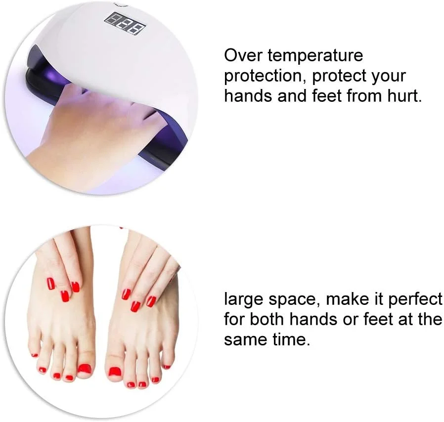 دستگاه خشک کن ناخن UV/LED با توان 80 وات و 4 حالت مختلف، دارای سنسور تایمر برای خشک کردن لاک ژل و ابزارهای طراحی ناخن