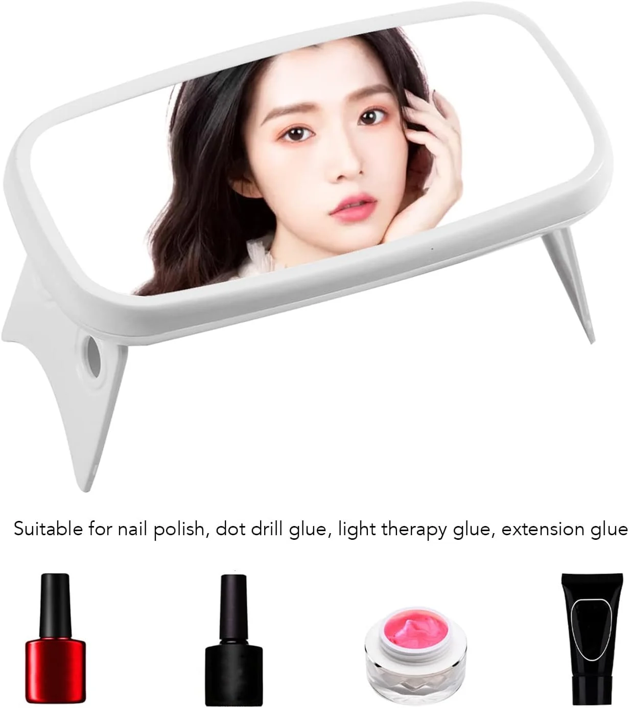 چراغ کوچک ناخن، چراغ خشک کن ناخن مینی با شارژ USB، طراحی آینه ای با خشک کردن یکنواخت و کارآمد به همراه پایه تاشو برای مانیکور DIY