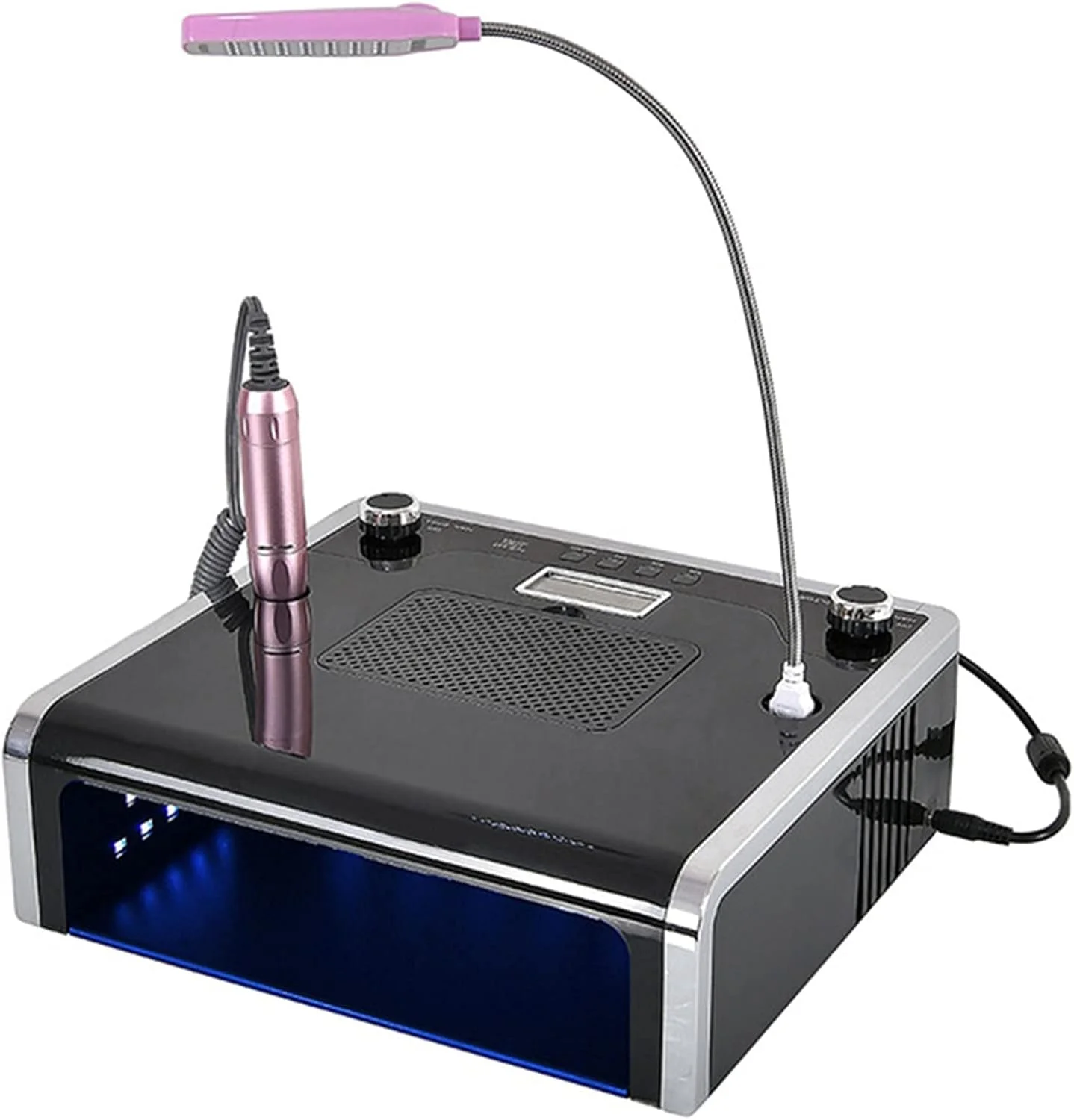 دستگاه چند منظوره برقی طراحی ناخن، ابزار مانیکور، دریل ناخن، جمع کننده گرد و غبار ناخن، خشک کن لاک ژل و چراغ مطالعه LED، ابزار حرفه ای آرایشگاه ناخن
