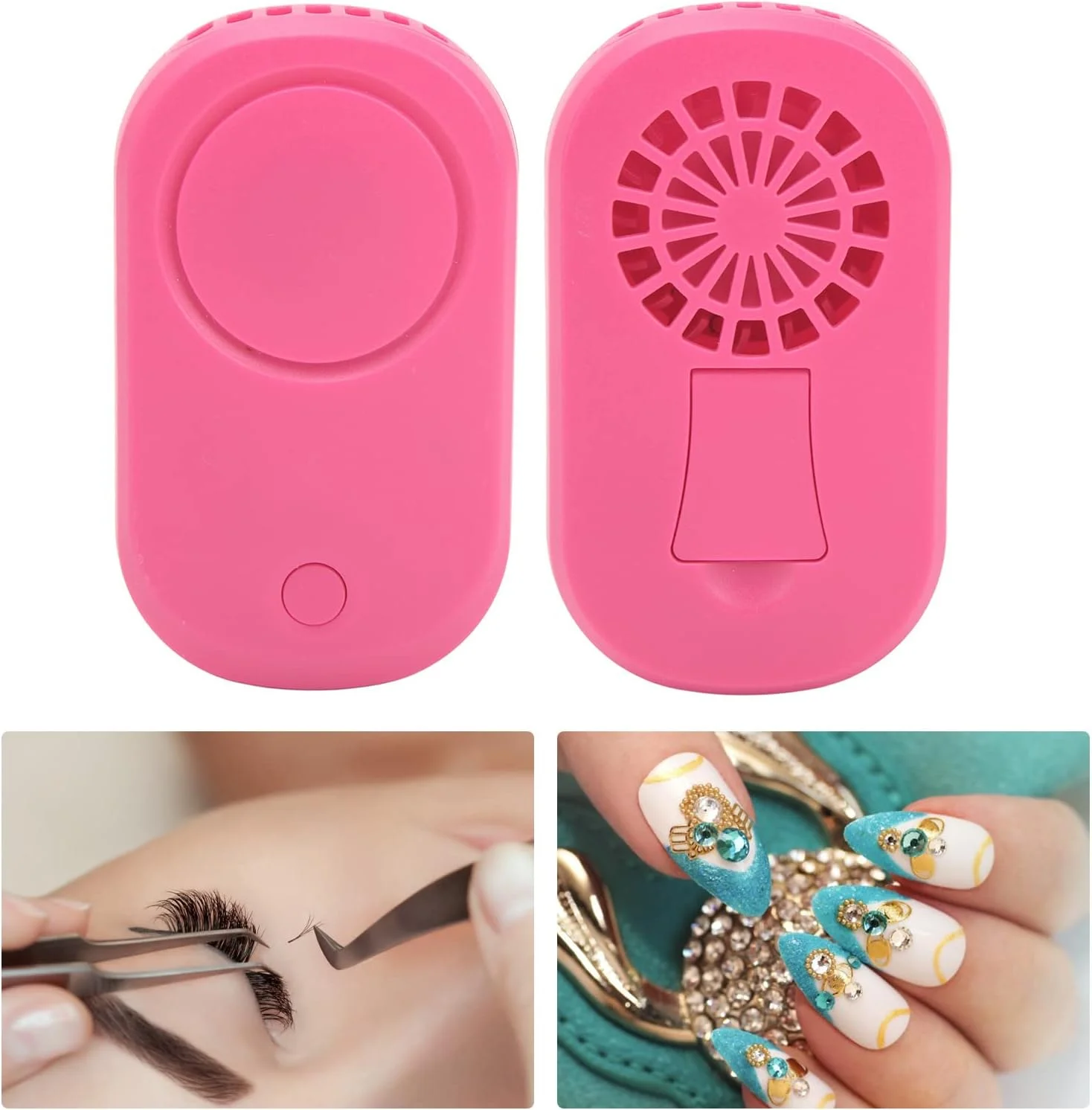 خشک کن مژه، شارژ USB قابل حمل و جمع و جور، فن مژه بدون پره با صدای کم برای چسب اکستنشن مژه (قرمز گلگون)