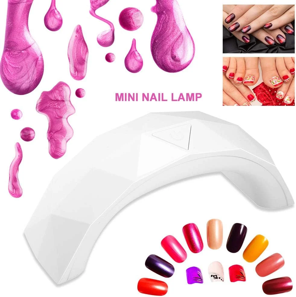 چراغ LED ناخن، چراغ مینی LED ناخن 9 وات، ابزار حرفه ای طراحی ناخن با USB با عملکرد زمان بندی 60 ثانیه، ایده آل برای استفاده در منزل