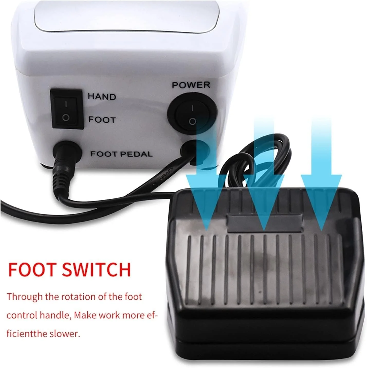 دستگاه سوهان ناخن برقی حرفه ای 32 وات 35000 دور در دقیقه برای مانیکور پدیکور با کاتر، قلم سوهان ناخن، ابزار دستگاه و لوازم ناخن (رنگ: نقره ای 32 وات 35000 دور در دقیقه)